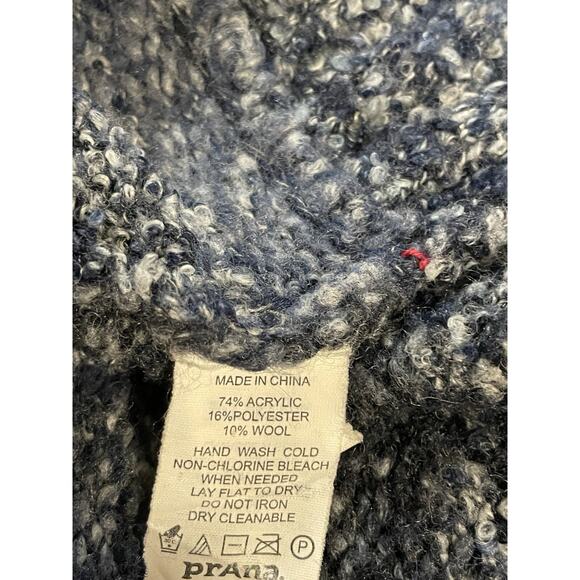 PrAna Womens Cardigan Large Blue Gray Wool Blend Open Front Duster Boho Cozy - Picture 4 of 7